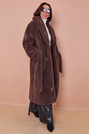 Cecilia long coat in chocolate