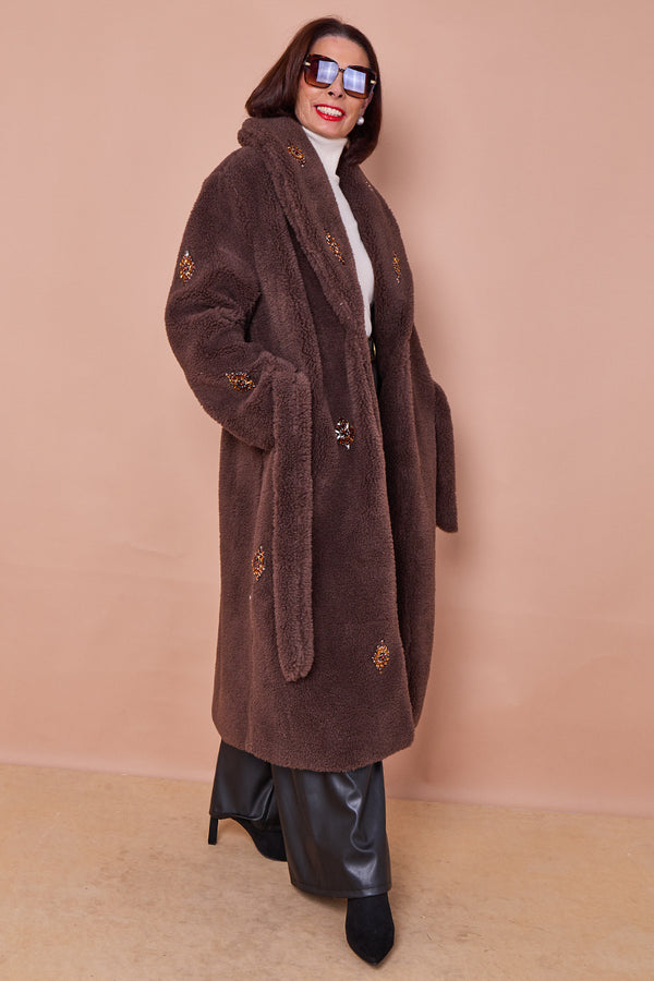 Cecilia long coat in chocolate