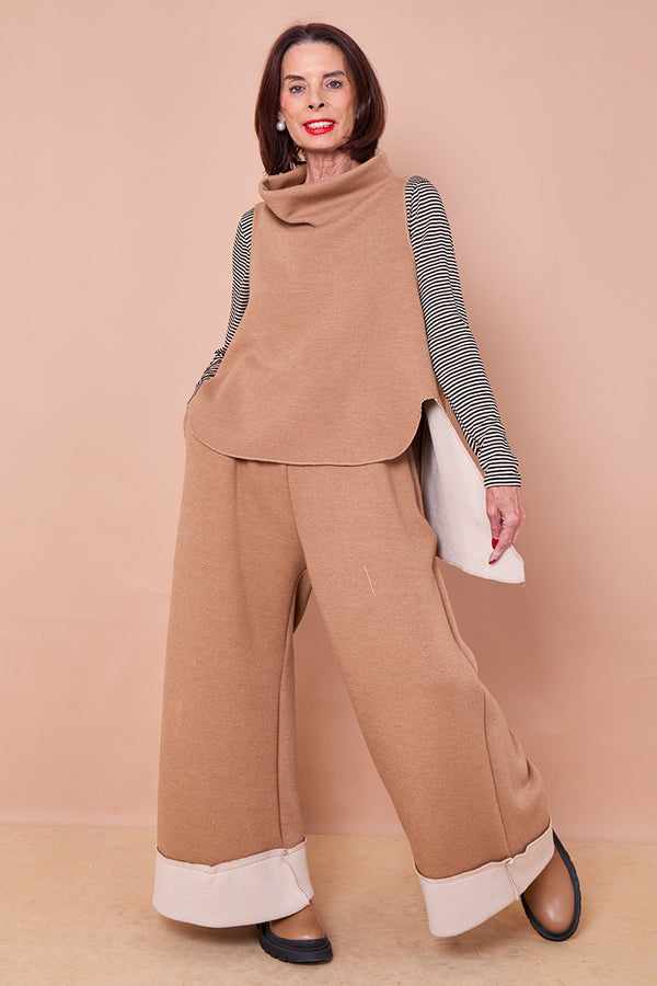 Felicity palazzo trousers in camel and beige