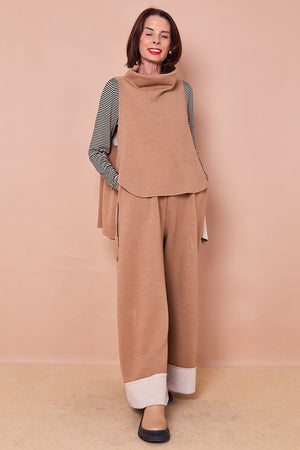 felicity layering waterfall top in camel