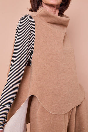 felicity layering waterfall top in camel
