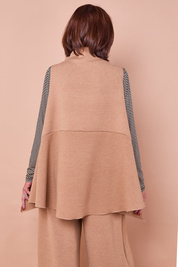 felicity layering waterfall top in camel