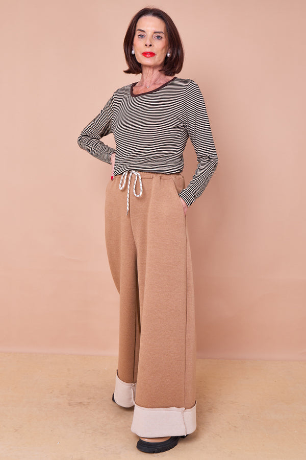 Felicity palazzo trousers in camel and beige