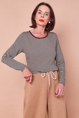 mattia layering top in black and chocolate