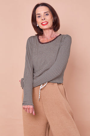 mattia layering top in black and chocolate