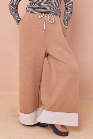 Felicity palazzo trousers in camel and beige