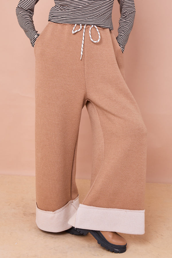 Felicity palazzo trousers in camel and beige