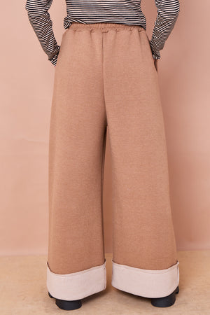 Felicity palazzo trousers in camel and beige