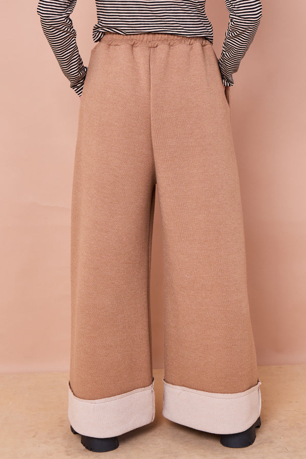 Felicity palazzo trousers in camel and beige