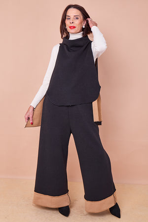 felicity layering waterfall top in black