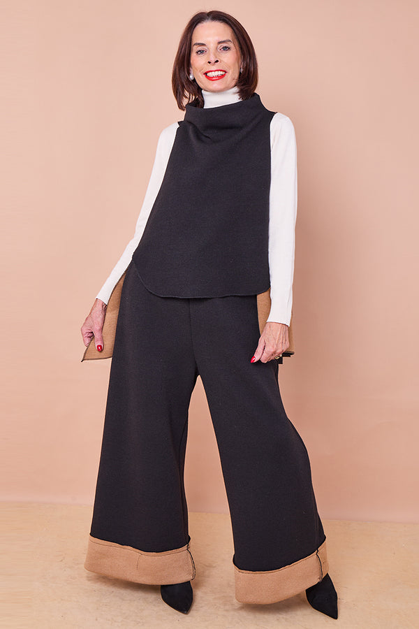 felicity layering waterfall top in black