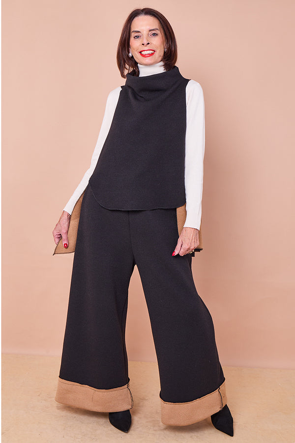 Felicity palazzo trousers in Black and camel