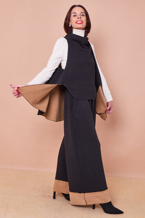 Felicity palazzo trousers in Black and camel