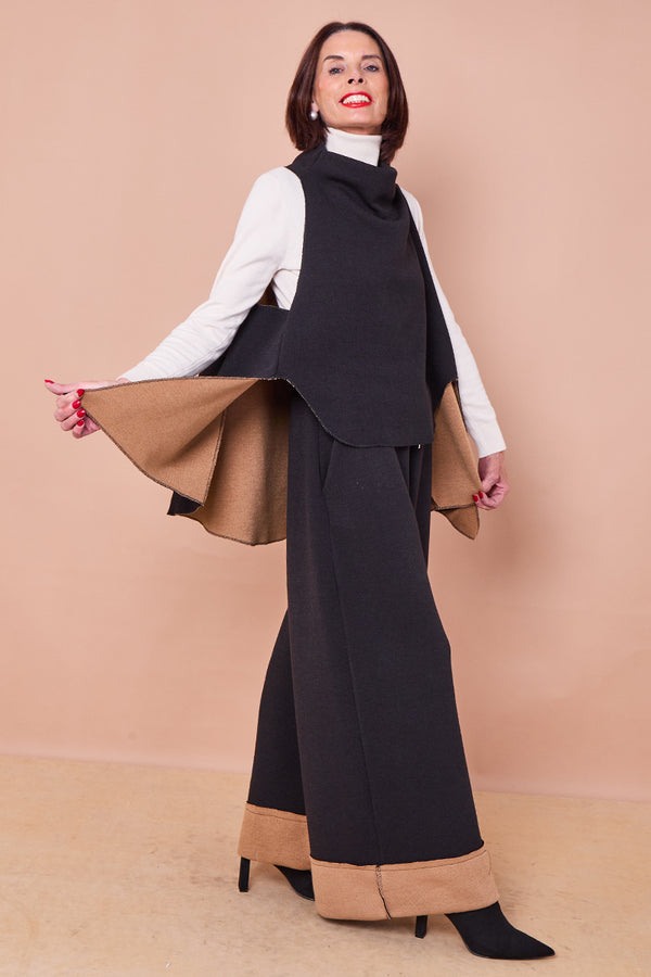Felicity palazzo trousers in Black and camel