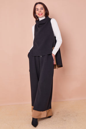 Felicity palazzo trousers in Black and camel
