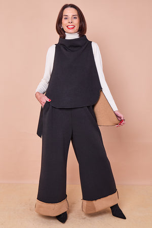 felicity layering waterfall top in black