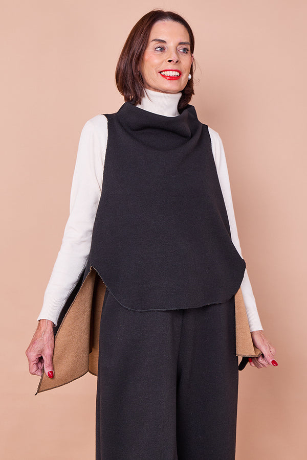 felicity layering waterfall top in black