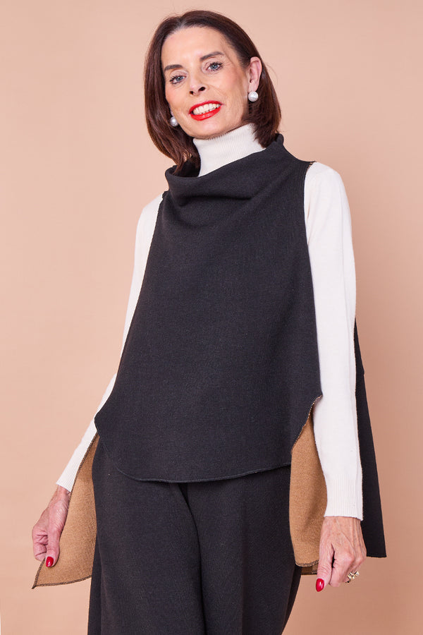 felicity layering waterfall top in black