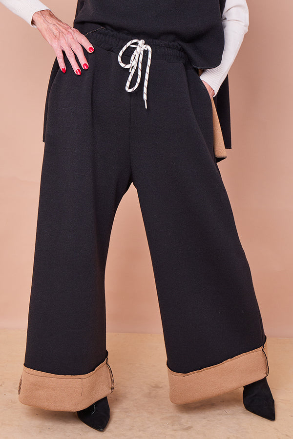 Felicity palazzo trousers in Black and camel
