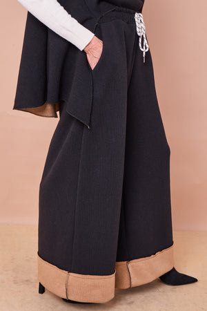 Felicity palazzo trousers in Black and camel