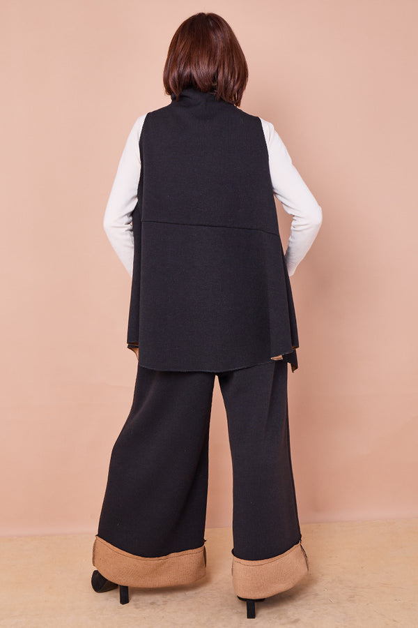 Felicity palazzo trousers in Black and camel