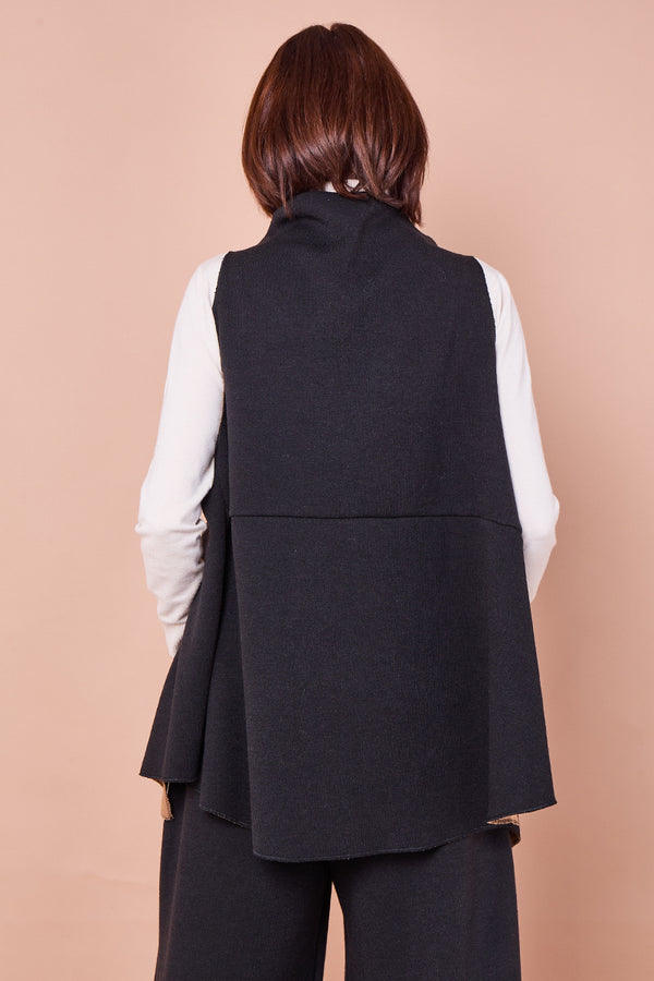 felicity layering waterfall top in black
