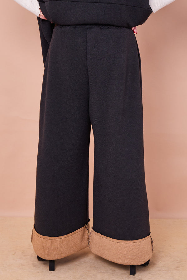 Felicity palazzo trousers in Black and camel