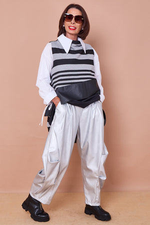 Shirley Waterfall top in grey and black