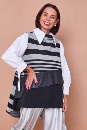Shirley Waterfall top in grey and black