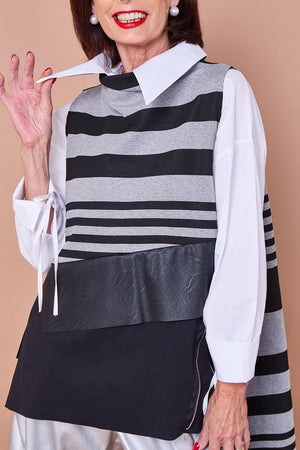 Shirley Waterfall top in grey and black