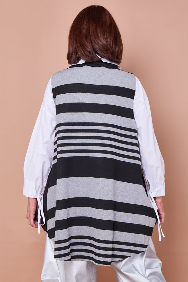 Shirley Waterfall top in grey and black