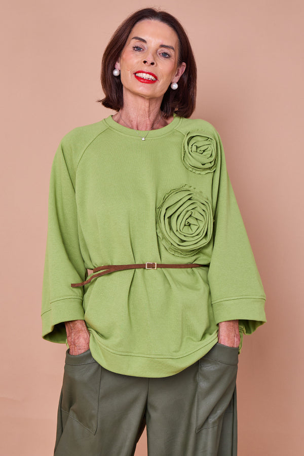 Dora oplay flower top in pistachio
