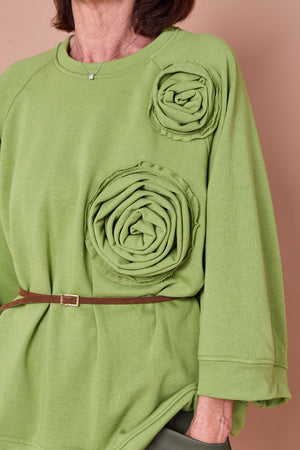 Dora oplay flower top in pistachio
