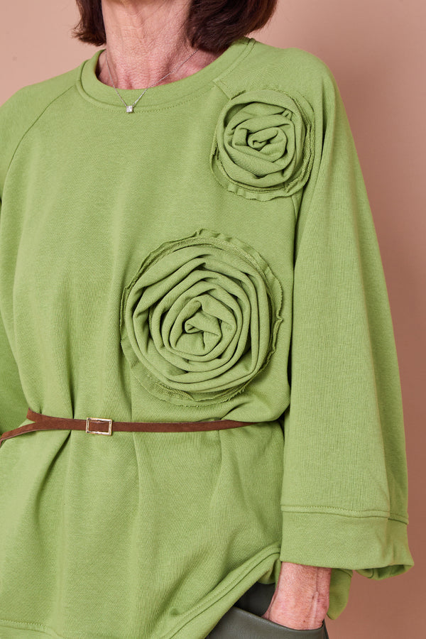 Dora oplay flower top in pistachio