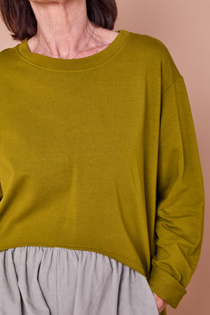 Sabrina waterfall sweatshirt top in pistachio