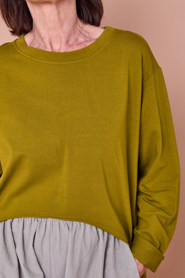 Sabrina waterfall sweatshirt top in pistachio