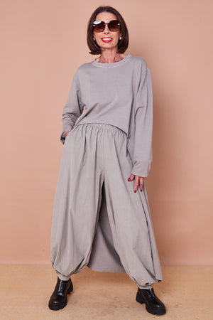 Sabrina waterfall sweatshirt top in stone