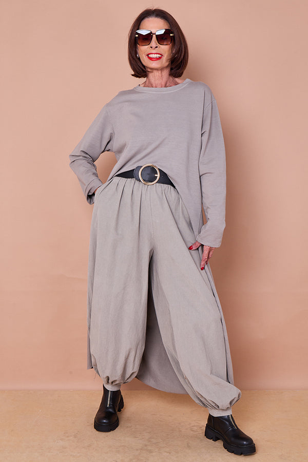 Sabrina waterfall sweatshirt top in stone