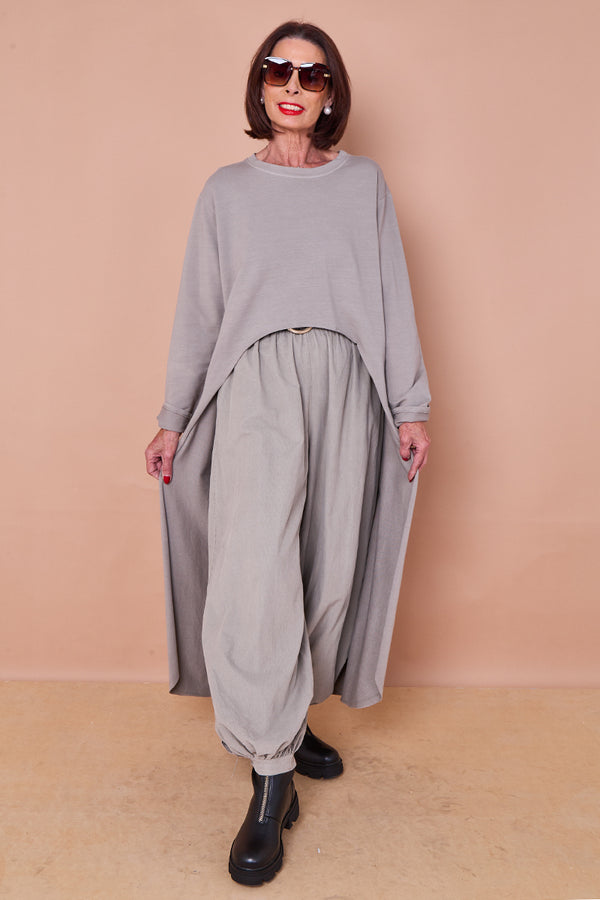 Sabrina waterfall sweatshirt top in stone