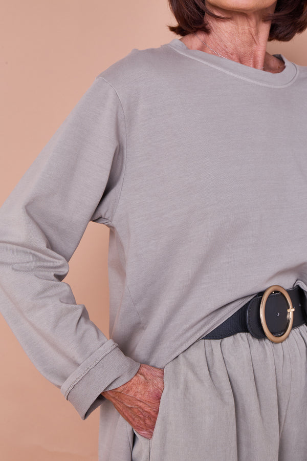 Sabrina waterfall sweatshirt top in stone