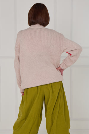 Claire 3d multi colour flower knitwear in mocha - Bond Street Store