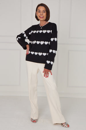 Louise embellished heart knitwear in black