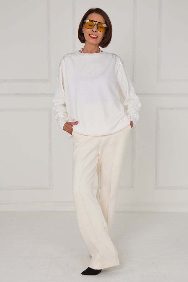 Julie back embellished knitwear in ecru