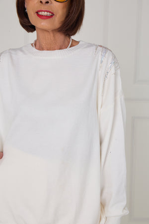 Julie back embellished knitwear in ecru