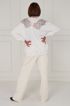 Julie back embellished knitwear in ecru