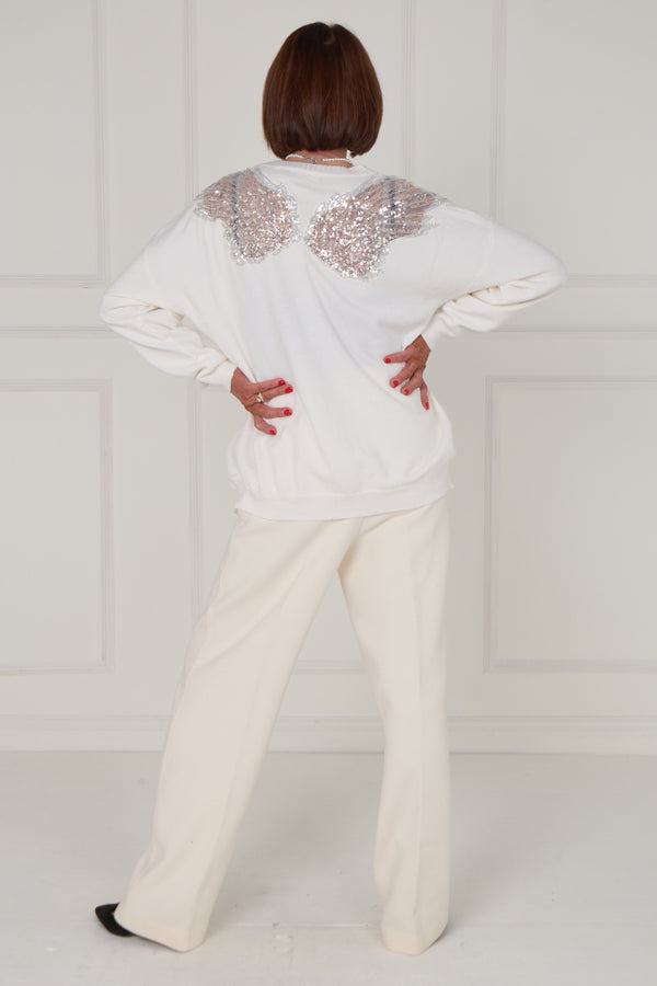 Julie back embellished knitwear in ecru