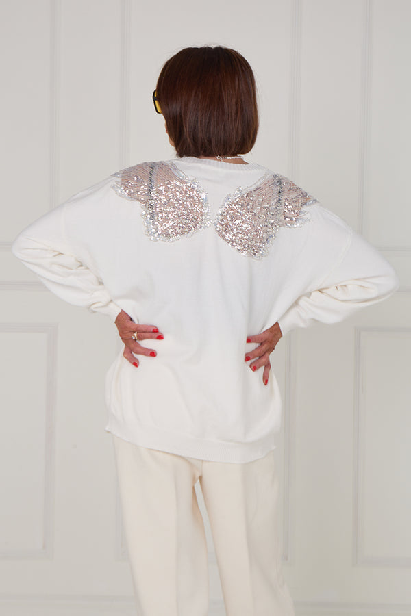 Julie back embellished knitwear in ecru