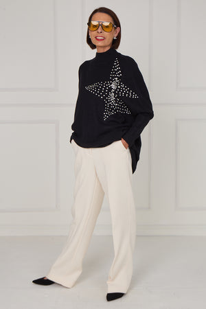Colette embelished star knitwear in black