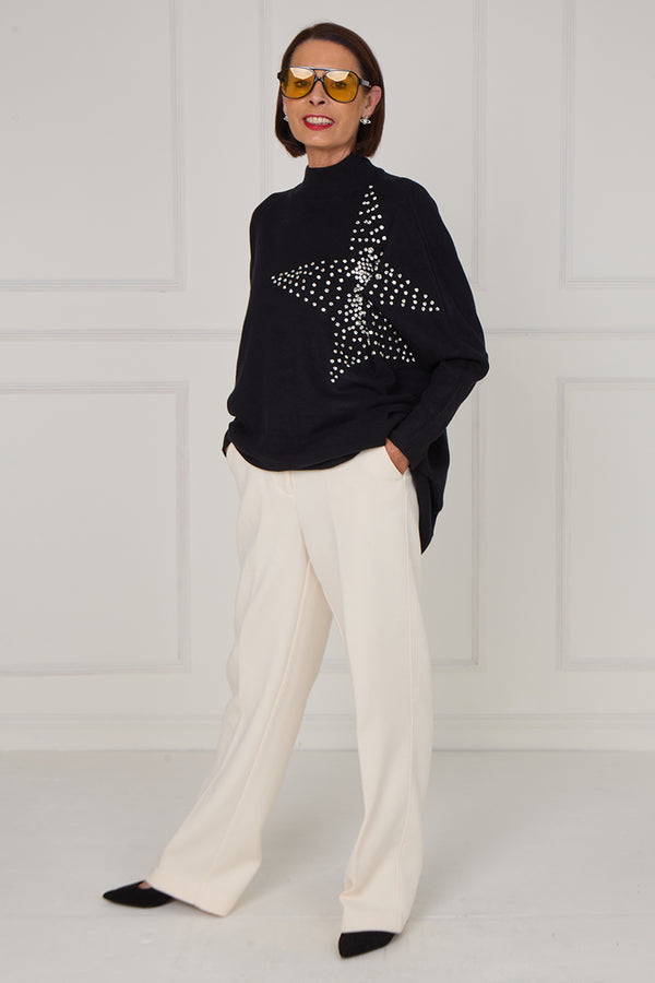 Colette embelished star knitwear in black
