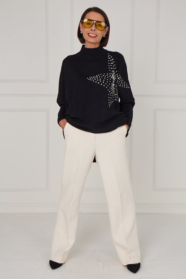 Colette embelished star knitwear in black